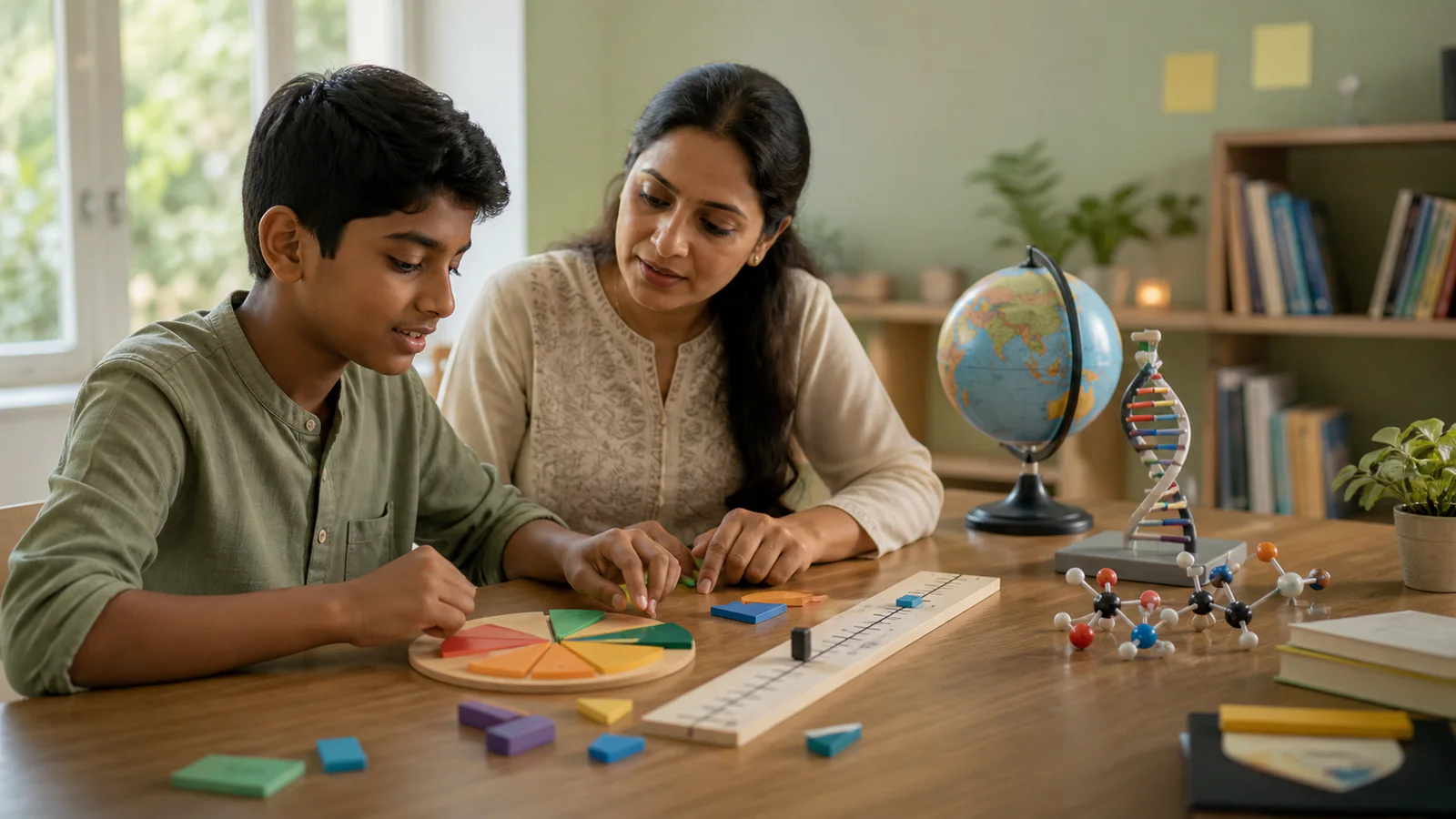 Student rebuilding academic foundations with hands-on concept models