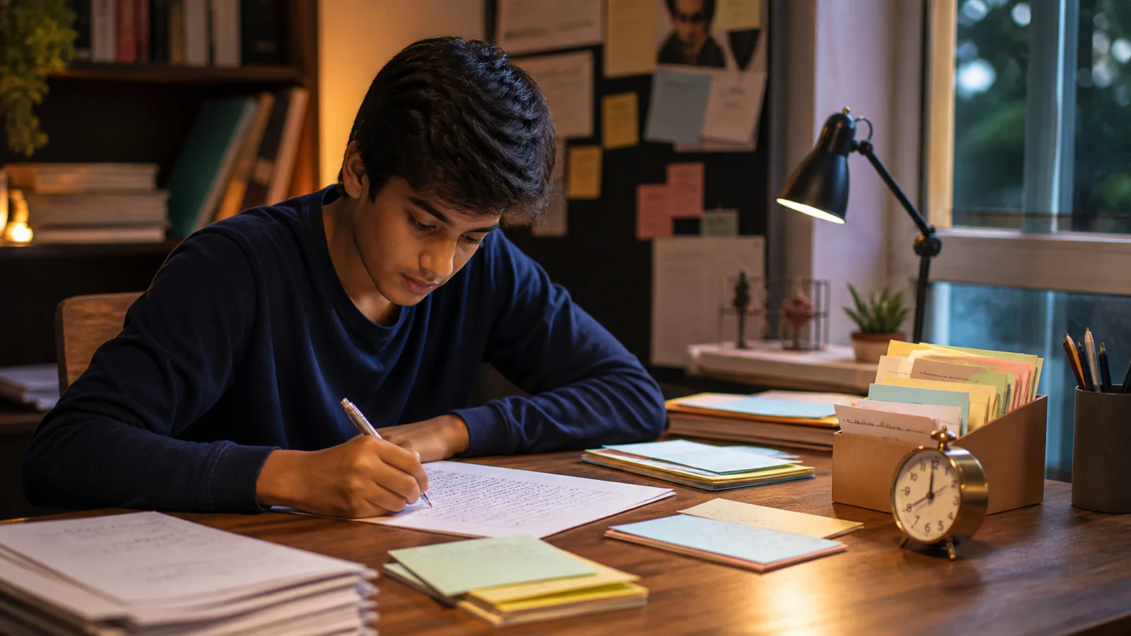 Student completing calm and structured written exam practice